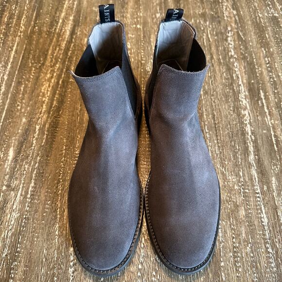 All Saints Harley Chelsea Slip On Suede Boots Men’s Gray Brown Size 11 (EU 44)